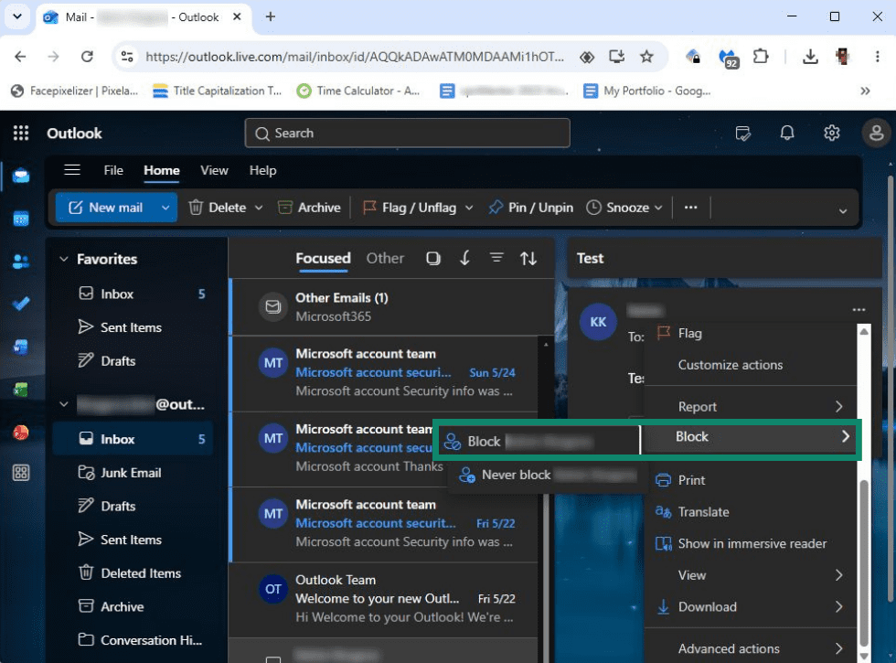 Learn how to block an email address in Outlook and stop unwanted messages