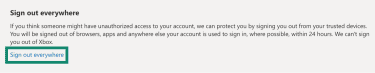 A prompt for signing out of all Microsoft-connected devices for a personal account.