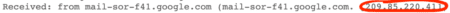 plain text showing ip address from email header