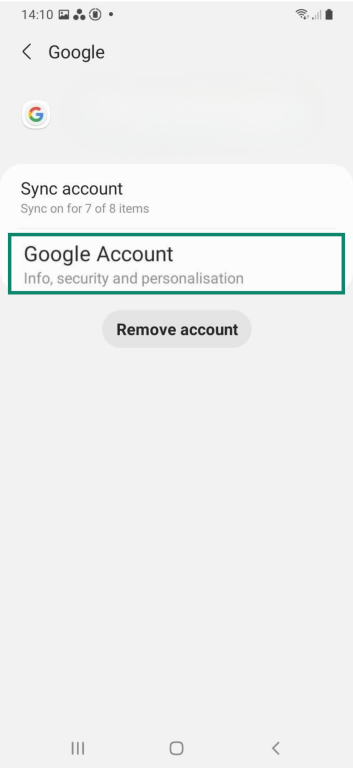 The Google Account option on an Android.