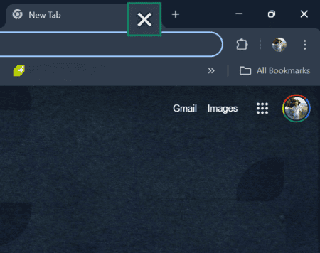 Screen showing option to close your internet tab.