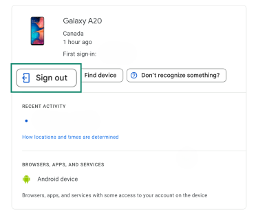 Google device sign out option.