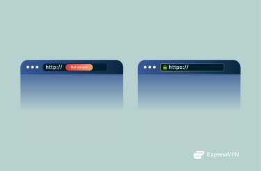 HTTP vs. HTTPS security indicators.