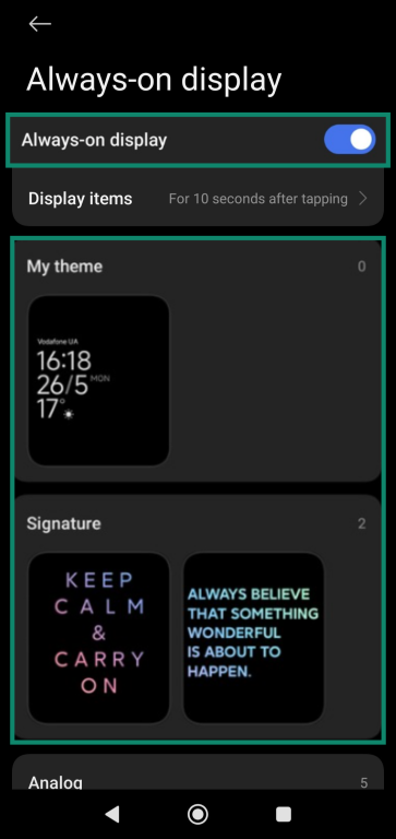Customizing the Always-on display in a Xiaomi device