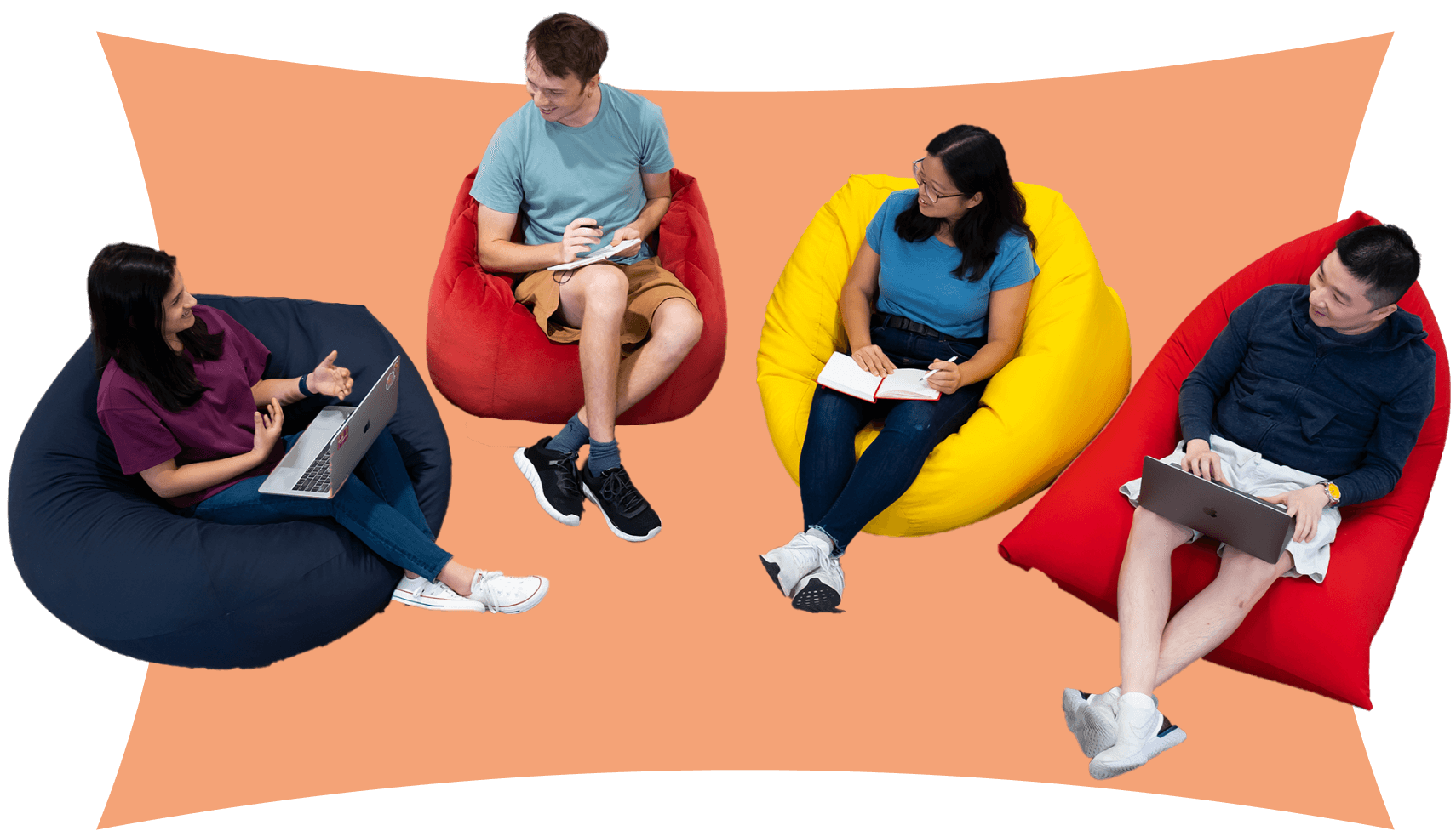 ExpressVPN employees working on bean bags