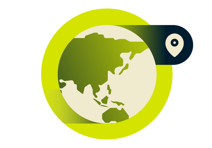 Globe showing United States