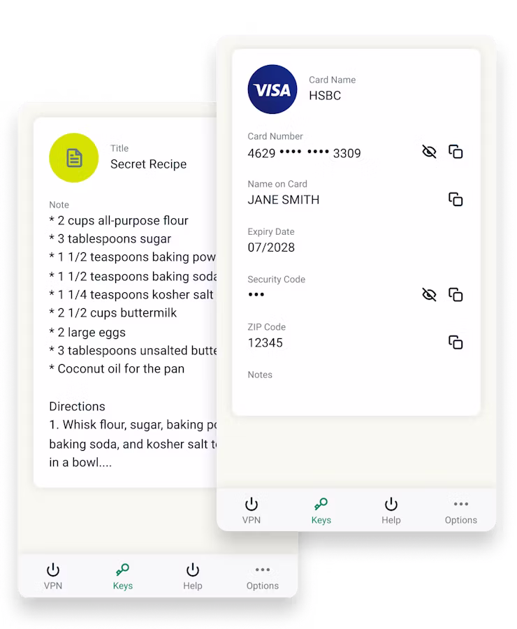 Proteggi note e carte di credito in Keys.